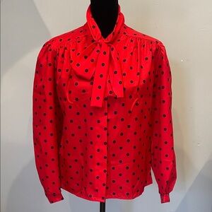 Red & black Polka Dot Women's Top vintage 6petite made in USA